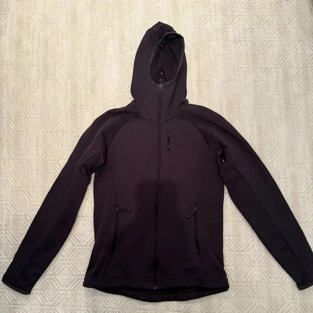 Black Women's Warm Thin Fleece Zip Up With Hoodie, MEC,  US S - Picture 5 of 8